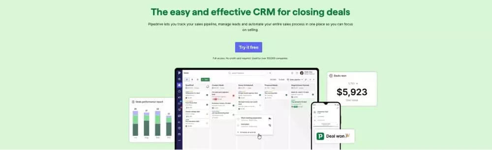 Pipedrive website screenshot