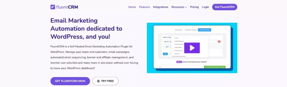FluentCRM home page