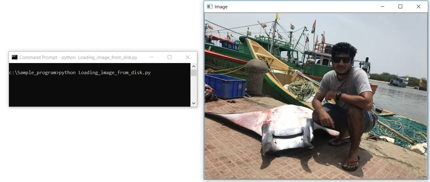 Fig 2.1 Loading an Image from Disk by hard coding the image path and name in code.