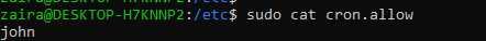 Allowing John in file cron.allow
