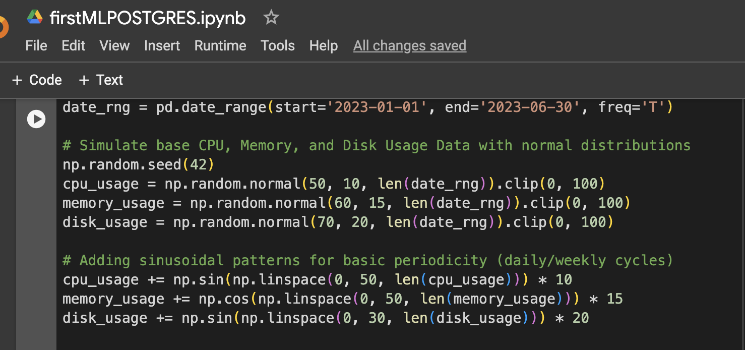 Simulate base CPU, memory and disk usage data with normal distributions