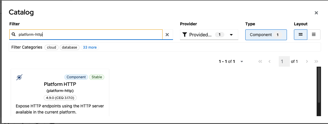 Select Catalog the platform-http component