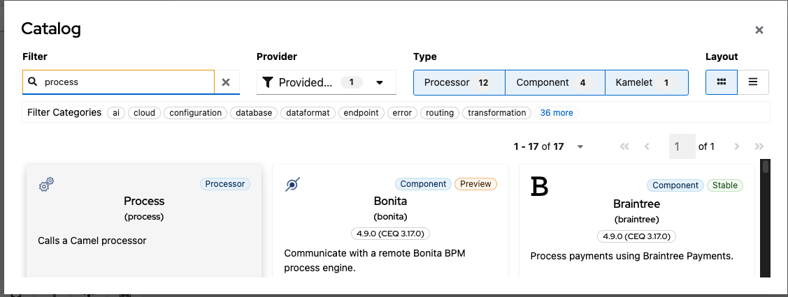 Select the Process component